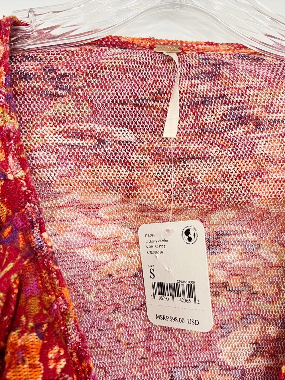Free People Floral Rudi Ruffle Top Size Small NWT Cherry Combo - Picture 7 of 8